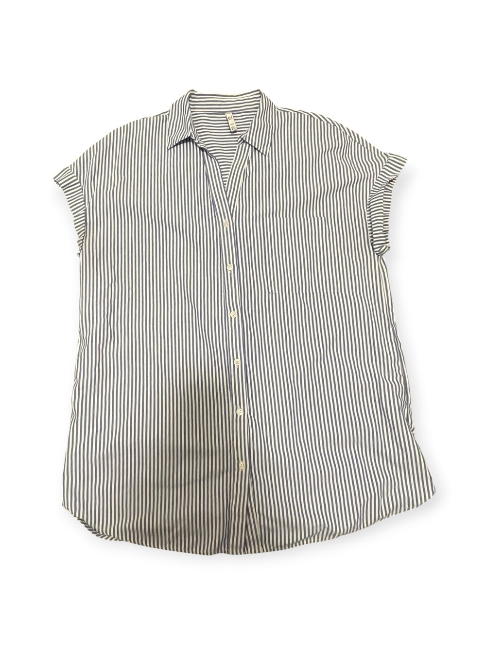 Zara TRF Striped Button-Up Shirt Blue White